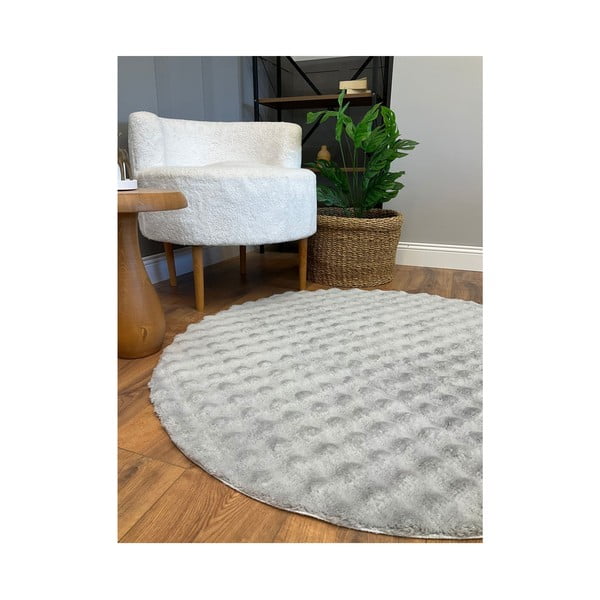 Pelēks mazgājams apaļš paklājs ø 120 cm Bubbly – Oyo Concept-image-3