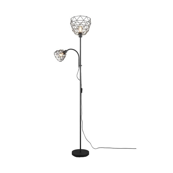 Melna stāvlampa ar metāla abažūru (augstums 180 cm) Haval – Trio