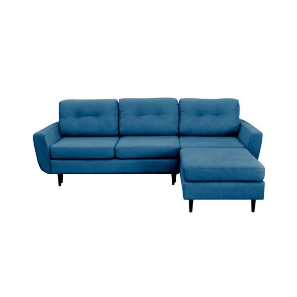 Tirkīza trīsvietīgs izlaižams stūra dīvāns ar melnām kājām Mazzini Sofas Hortensia, labais stūris