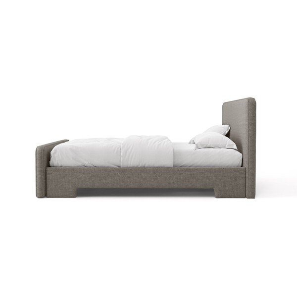 Pelēka polsterēta divvietīga gulta ar redelēm 140x200 cm Eda – Micadoni -image-3