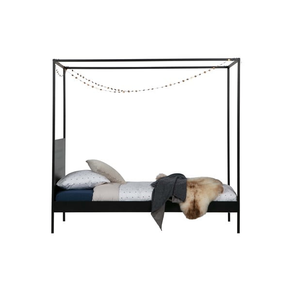Melna gulta ar baldahīnu WOOOD Dani, 90 x 200 cm