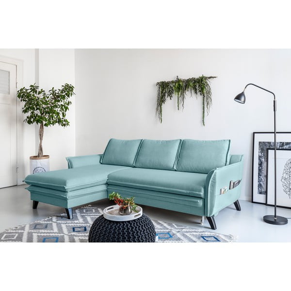 Gaiši zils izlaižams stūra dīvāns Miuform Charming Charlie, kreisais stūris-image-3