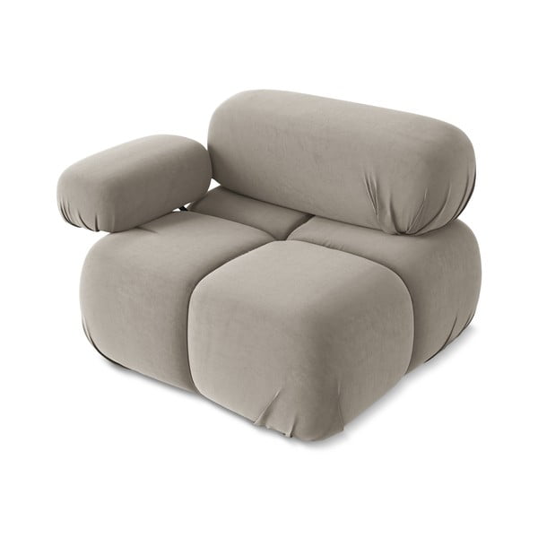 Bēša samta modulārā dīvāna daļa (ar kreiso stūri) Lokua – Makamii-image-3