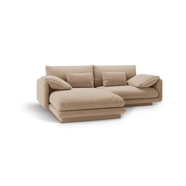 Bēšs samta stūra dīvāns (ar kreiso stūri/ar zvilni) Torino – Micadoni -image-2