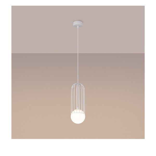 Balta piekaramā lampa ar stikla abažūru Belinda – Sollux-image-2