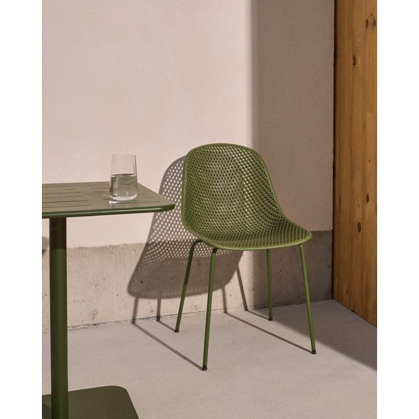 Tumši zaļš metāla dārza krēsls Quinby – Kave Home-image-1