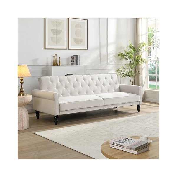 Krēmkrāsas regulējams/salokāms dīvāns 222 cm Tyne – Støraa-image-1