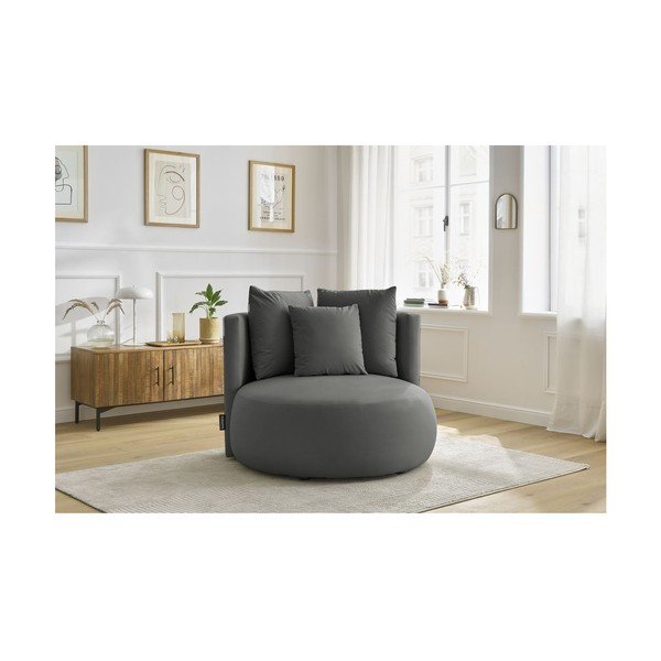 Gaiši pelēks samta atpūtas krēsls Cesar – Bobochic Paris-image-1