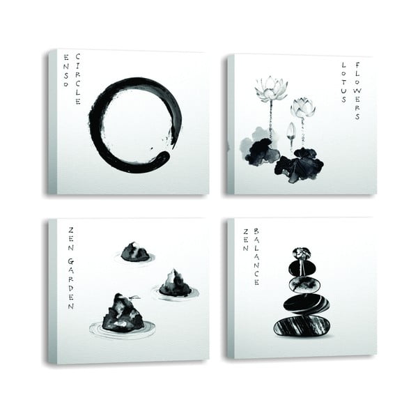 Gleznas (4 gab.) 30x30 cm Japanese Zen – Wallity