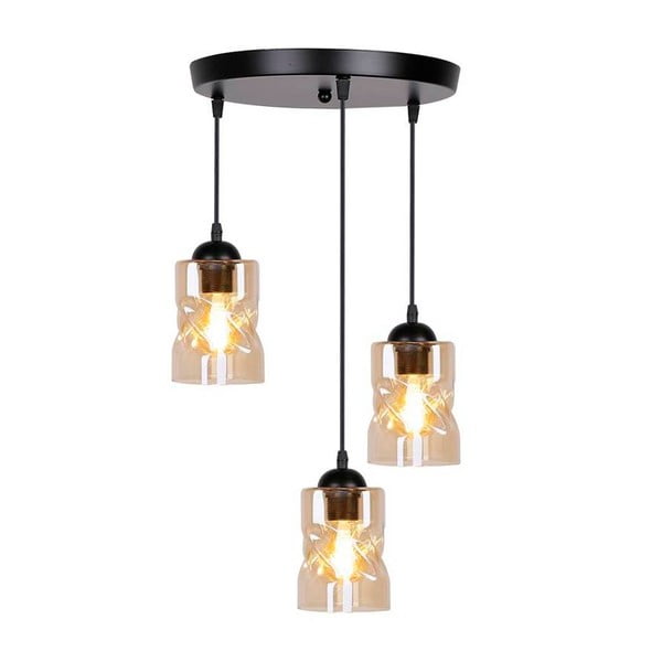 Melna piekaramā lampa ar stikla abažūru Felis – Candellux Lighting-image-2