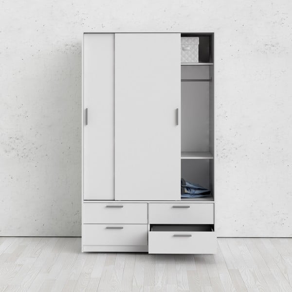 Balts drēbju skapis ar bīdāmām durvīm 121x200 cm Line – Tvilum-image-1