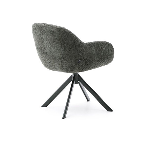 Tumši zaļš polsterēts ēdamistabas krēsls ar roku balstiem Dorina – Kave Home-image-4