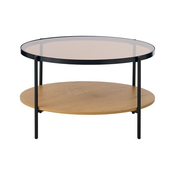 Dabīga toņa apaļš žurnālgaldiņš ar stikla galda virsmu ø 84 cm Hassel – Unique Furniture-image-2