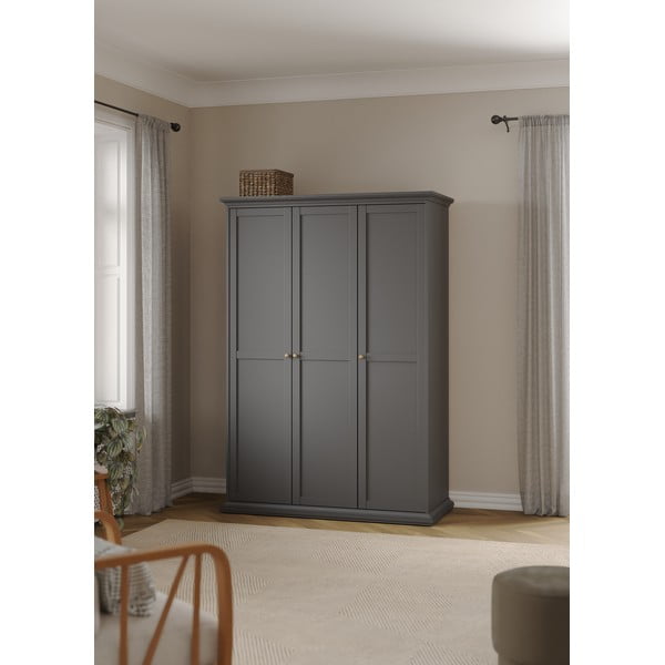 Pelēks drēbju skapis 139x201 cm Paris – Tvilum-image-1