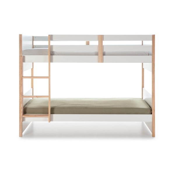 Balta divstāvu gulta bērniem no priedes koka 90x190 cm Kiara – Marckeric-image-3