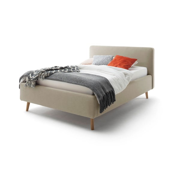 Pelēki brūna divguļamā gulta ar režģi un veļas kasti Meise Möbel Mattis, 140 x 200 cm
