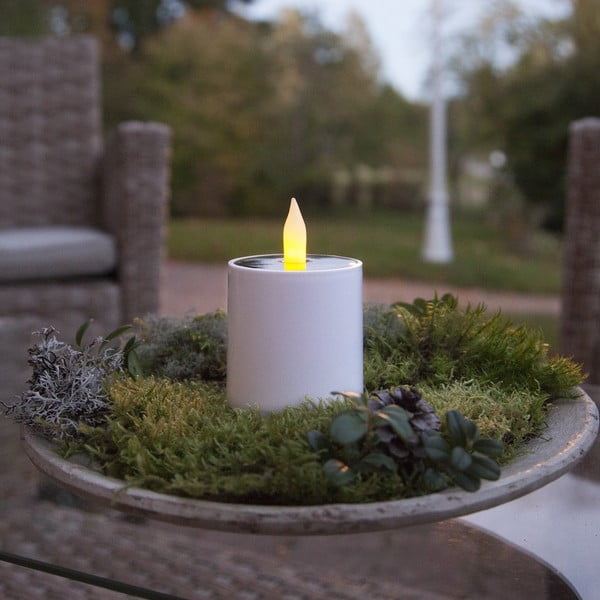 Balta āra plastmasas LED svece ar saules baterijām Star Trading Saul, augstums 7,3 cm-image-1