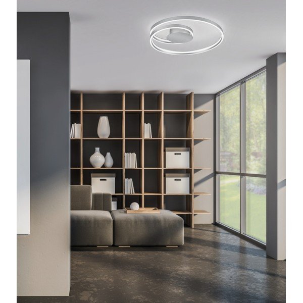 Pelēka LED griestu lampa ar balss vadību/ar mobilās lietotnes vadību un metāla abažūru Ciola – CINQUE-image-1