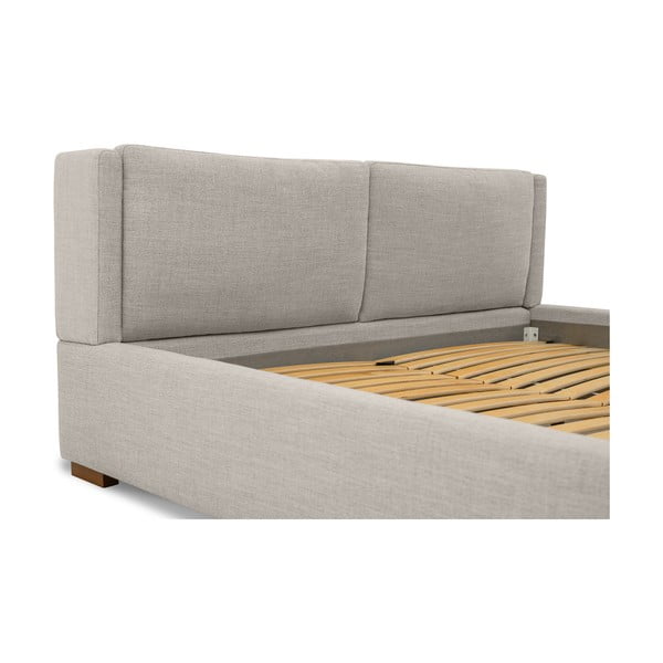 Gaiši pelēka polsterēta divvietīga gulta ar redelēm 160x200 cm Dreamer – Scandic-image-1