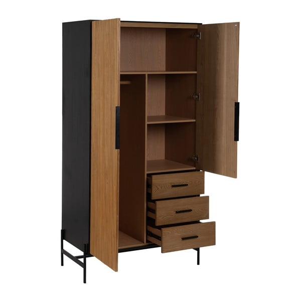 Dabīga toņa drēbju skapis ar oškoka imitāciju 104x203 cm – Ixia-image-2