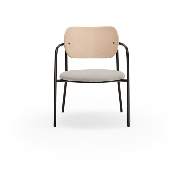 Gaiši pelēks atpūtas krēsls ar oškoka imitāciju Eclipse – Teulat-image-2