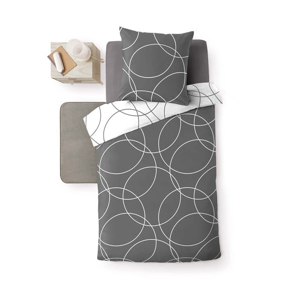 Pelēka vienguļamā mikrošķiedras gultas veļa 140x200 cm Elton – douceur d'intérieur-image-2