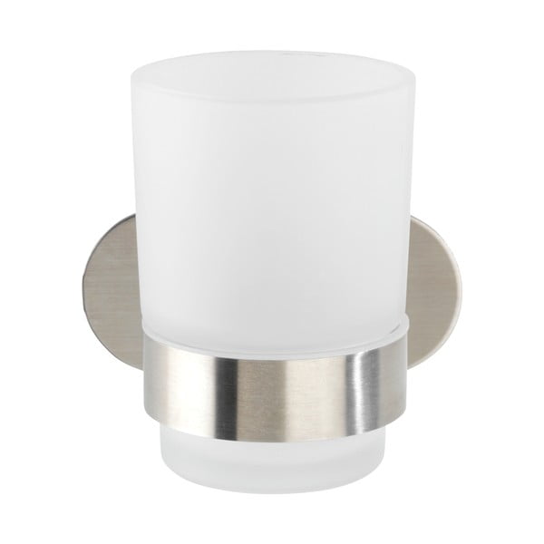 Matētas sudraba krāsas stikla pašlīmējošs trauks zobu birstei Orea – Wenko-image-3