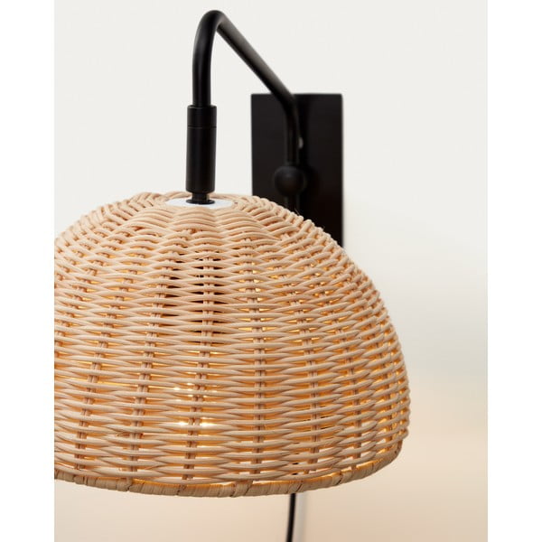 Melna/dabīga toņa sienas lampa ø 23 cm Damila – Kave Home-image-2