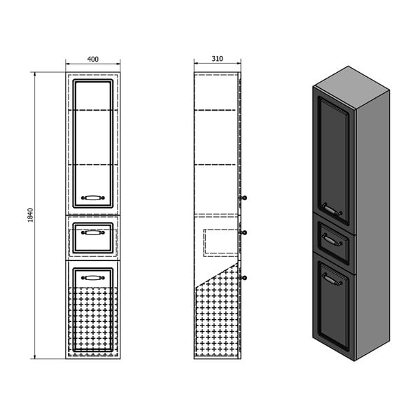 Balts vannas istabas skapis 40x184 cm Favolo – Sapho-image-4