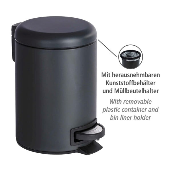 Melns atkritumu grozs Wenko Leman, 3 l-image-4