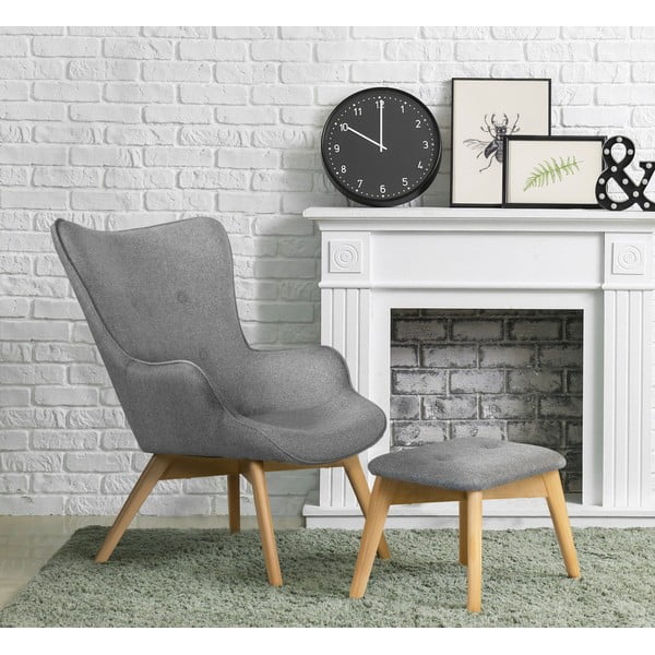 Pelēks atpūtas krēsls ar kāju balstu Niko – Ropez-image-1