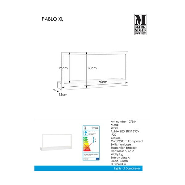 Balta sienas lampa Markslöjd Pablo-image-2