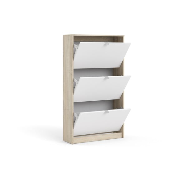 Balts/dabīga toņa atverams apavu plaukts ar ozolkoka imitāciju Shoes – Tvilum-image-4