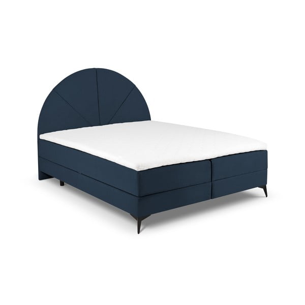 Tumši zila atsperu gulta ar uzglabāšanas vietu 160x200 cm Sunset – Cosmopolitan Design