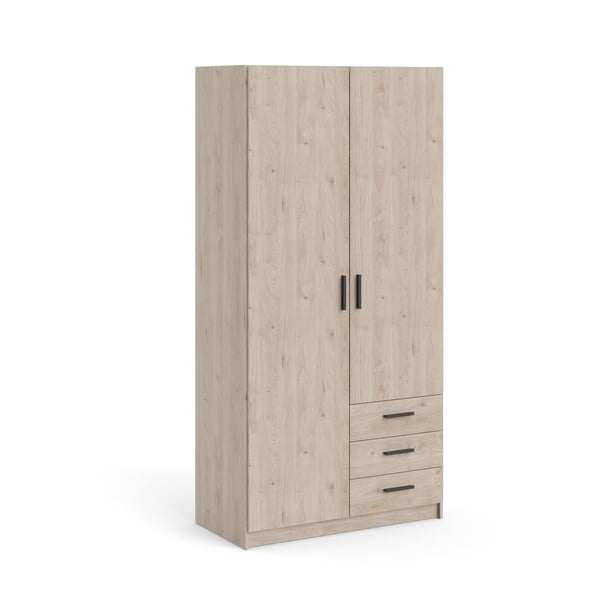 Dabīga toņa drēbju skapis ar ozolkoka imitāciju 99x200 cm Sprint – Tvilum-image-3