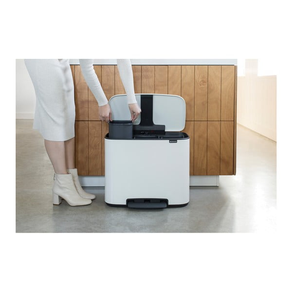 Balta tērauda atkritumu šķirošanas tvertne ar pedāli 33 l Bo – Brabantia-image-2