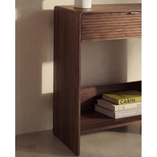 Tumša dabīga toņa kumode ar riekstkoka imitāciju 60x81x37 cm Norlen – Kave Home-image-2