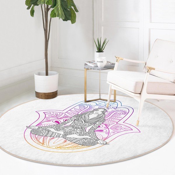 Balts mazgājams robotu putekļu sūcējiem piemērots apaļš paklājs ø 120 cm Comfort – Mila Home-image-2