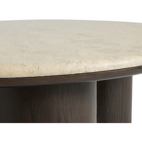 Tumša dabīga toņa apaļš žurnālgaldiņš ar marmora virsmu ø 90 cm Piazze – Unique Furniture-image-4