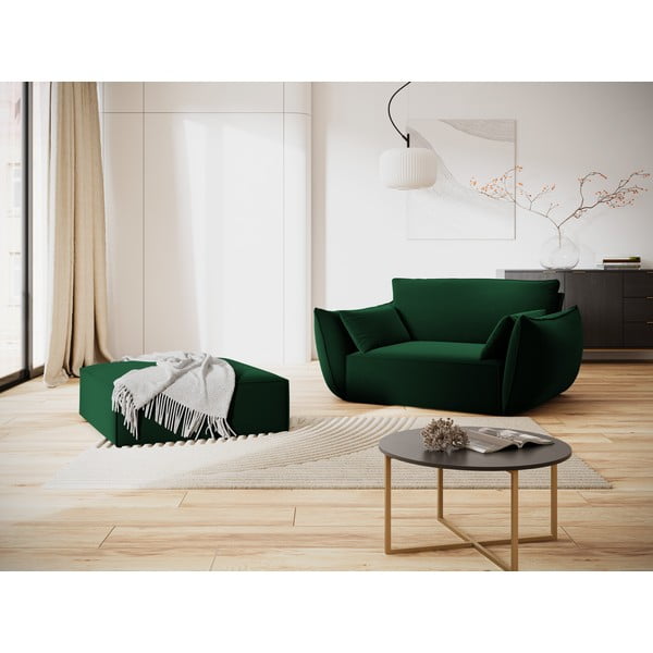Tumši zaļš samta kāju soliņš Vanda – Mazzini Sofas-image-1