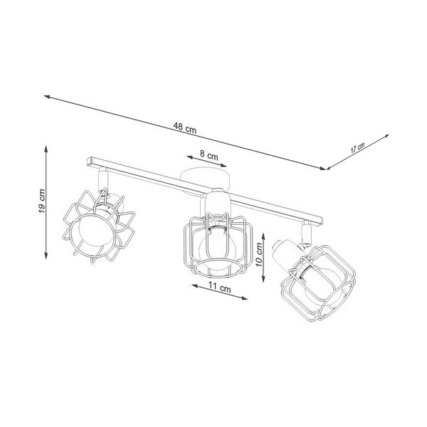 Melna griestu lampa ø 10 cm Salom – Sollux-image-4