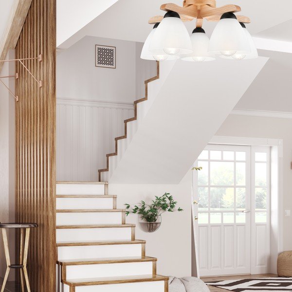 Balta griestu lampa ar stikla abažūru ø 16 cm Andreas – LAMKUR-image-2