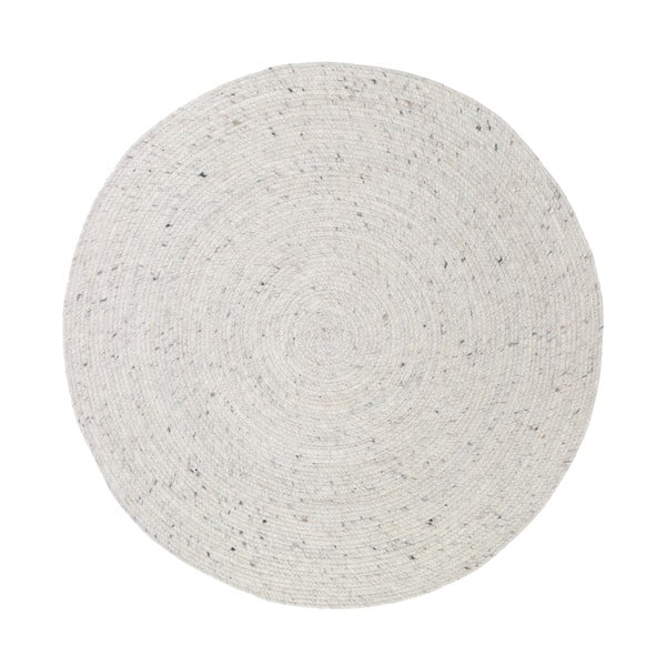 Balti pelēks ar rokām darināts paklājs no vilnas un kokvilnas Nattiot Neethu, ø 110 cm