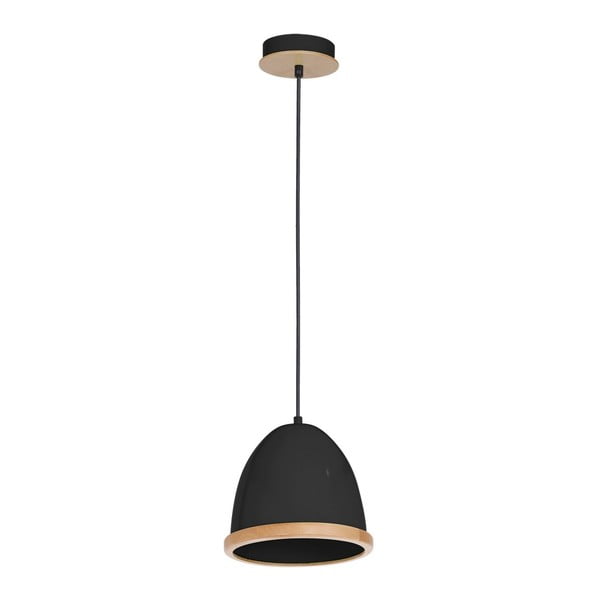 Melna piekaramā lampa ar koka detaļām Homemania Studio Uno Lungo