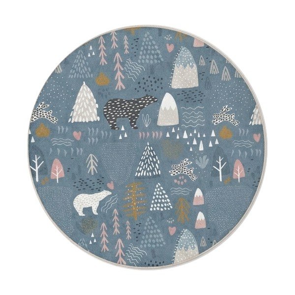 Zils mazgājams bērnu paklājs ø100 cm Forest Land – Mila Home