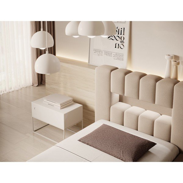 Gaiši brūna polsterēta vienvietīga gulta ar veļas kasti un ar redelēm 90x200 cm Lamica – ELTAP-image-4