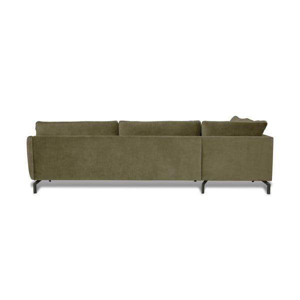 Zaļš samta stūra dīvāns Scandic Magic, kreisais stūris-image-3