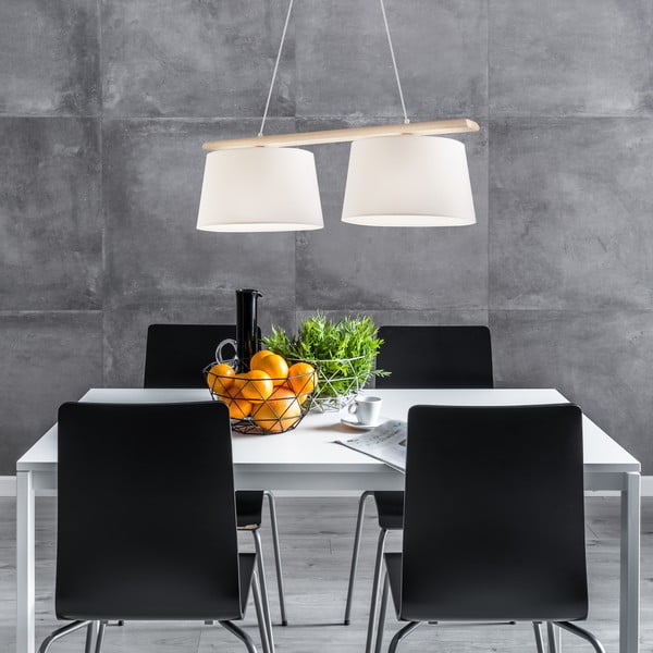 Gaiši brūna piekaramā lampa ar auduma abažūru ø 35 cm Aida – LAMKUR-image-2