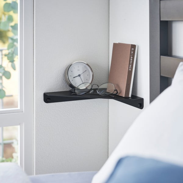 Melns stūra metāla sienas plaukts 22 cm Tower – YAMAZAKI-image-1