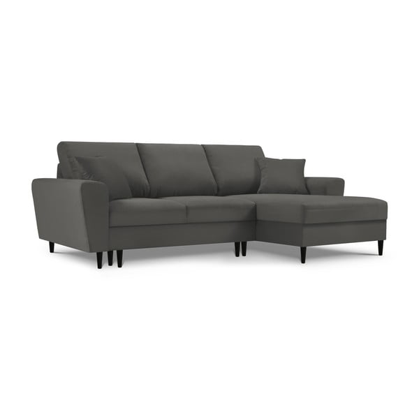 Tumši pelēks velveta salokāms stūra dīvāns ar uzglabāšanas vietu (ar labo stūri/ar zvilni) Kyoto – Cosmopolitan Design-image-4